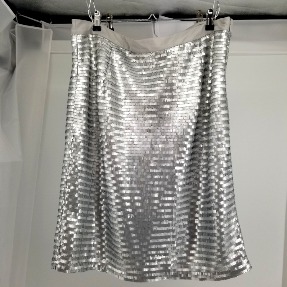 Silver Sequin Pencil Skirt, 18W